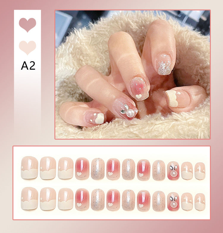 Fashion  nail Handmade Wear Nail Wholesale Internet Hot Diamond in the Debris Butterfly Glitter Nail Tips Finished Product Nail Patch Jelly Glue