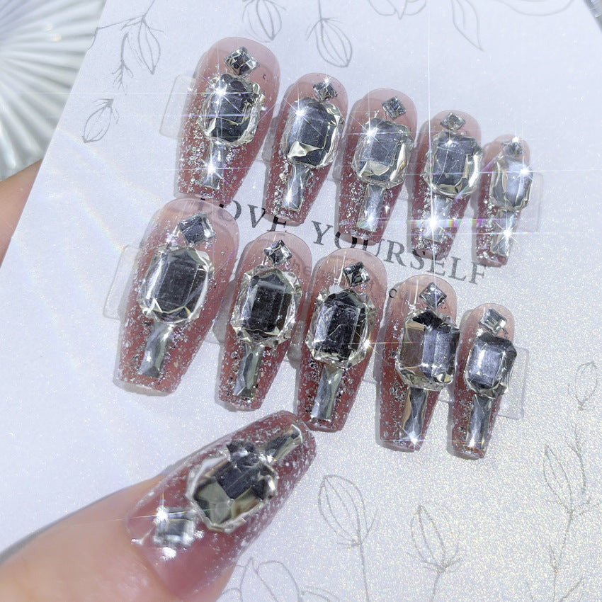 Fashion  nail New Nail Beauty Wear Nail Ins Advanced Pure Desire Rhinestone Nail Patch Wear Nail Bow Nail Stickers A35
