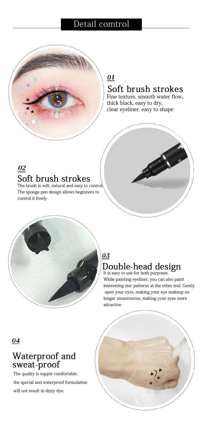 Double head Seal Eyeliner waterproof not easily smudging lazy people do not fade Liquid Eyeliner Cross Border makeup Stars Love Seal Eyeliner
