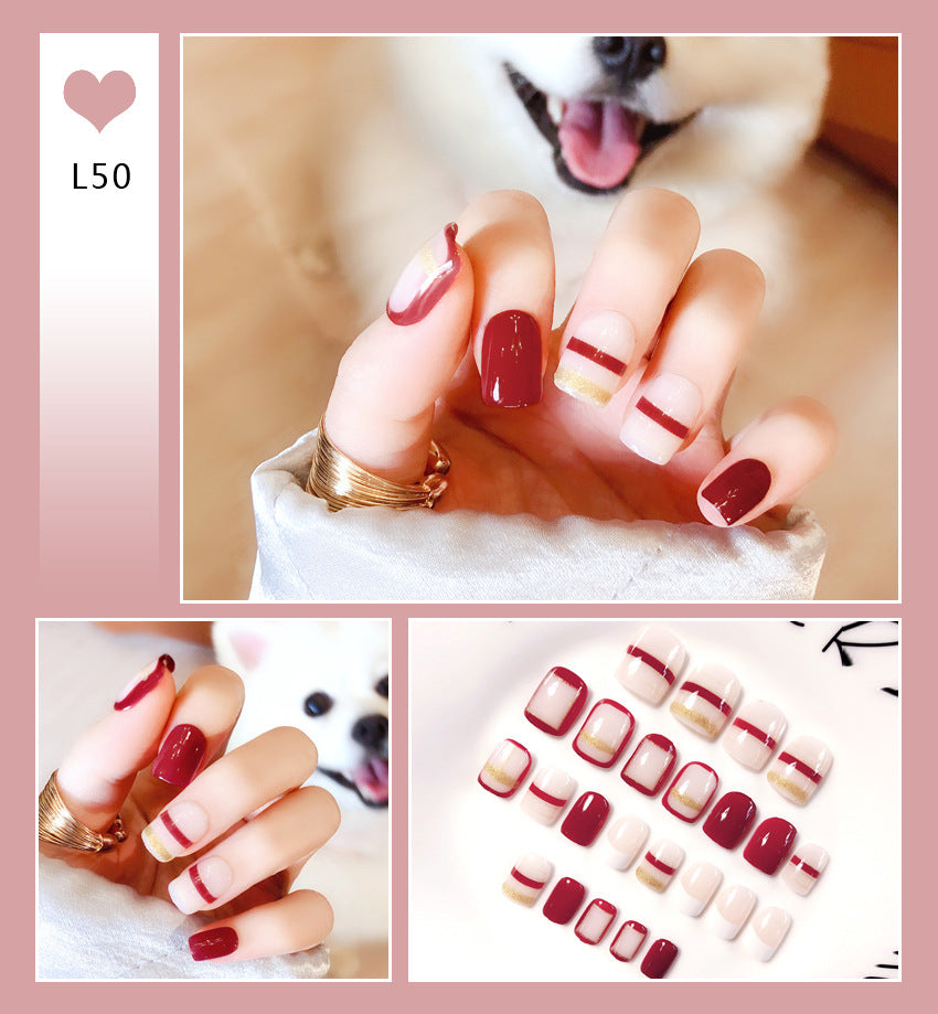 Fashion  nail Internet Celebrity Fake Nail Patch Wear Armor Finished Product Nail Tip Nail Stickers Disassembly Nail Patch Female Removable Nail Stickers