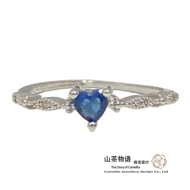 Camellia复古新款仿碧玺彩宝戒指 小富婆直播热卖伦敦蓝刚玉指环