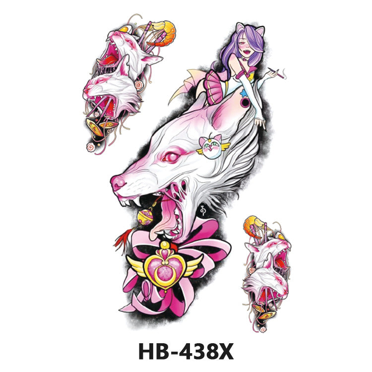 Free shipping Tattoo In Stock Cross-Border Factory Wholesale New Half Sleeve Tattoo Sticker Black Animal Skull Waterproof Tattoo Men and Women Tattoo