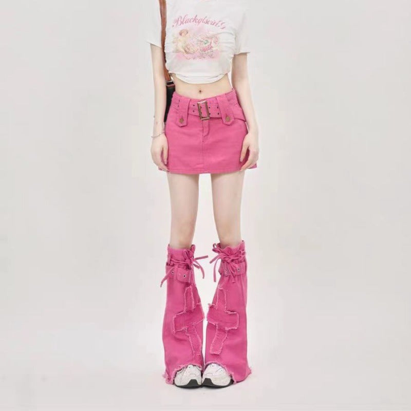 Free shipping  dopamine sweet cool wind fried street pink leg cover jeans cover women's summer new thin legs Mori outer wear pants