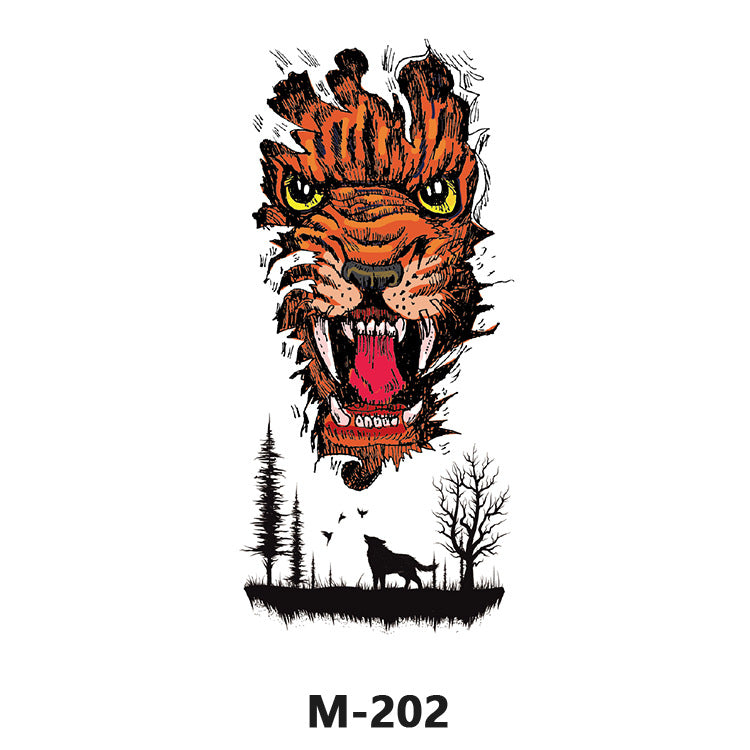 Free shipping Tattoo Cross-Border Direct Factory Wholesale Dark Series Tattoo Sticker Female Waterproof and Durable European and American Animal Color Black and White Flower Arm