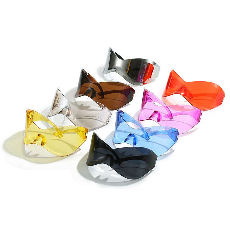 Women's fashion glasses 2023欧美大框太阳镜女潮Y2K千禧无框骑行墨镜男款跨境亚马逊爆款