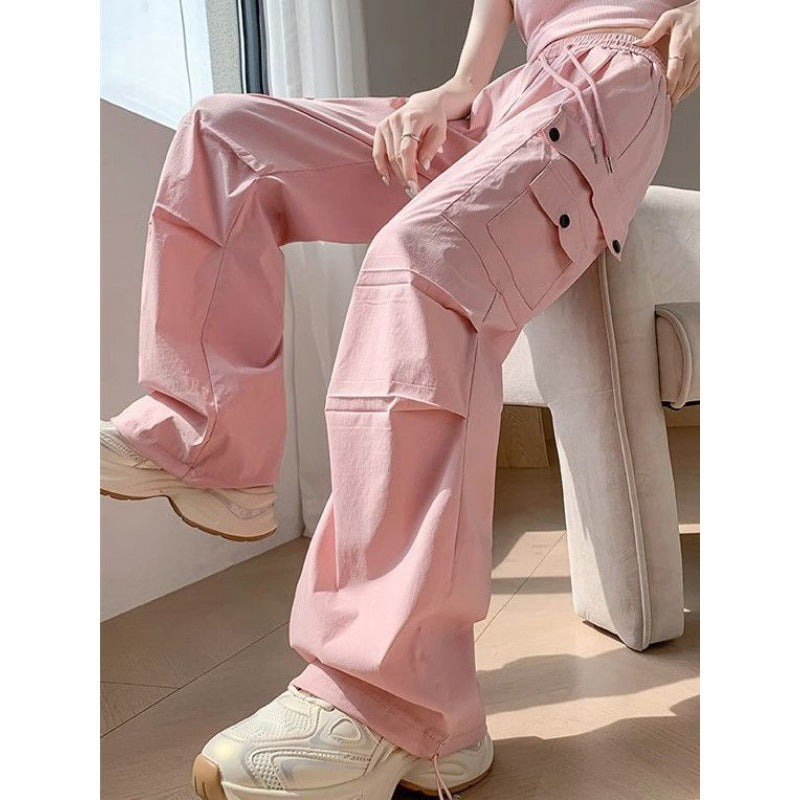 Free shipping  women's high waist new thin loose and thin can tie feet leisure sports pants