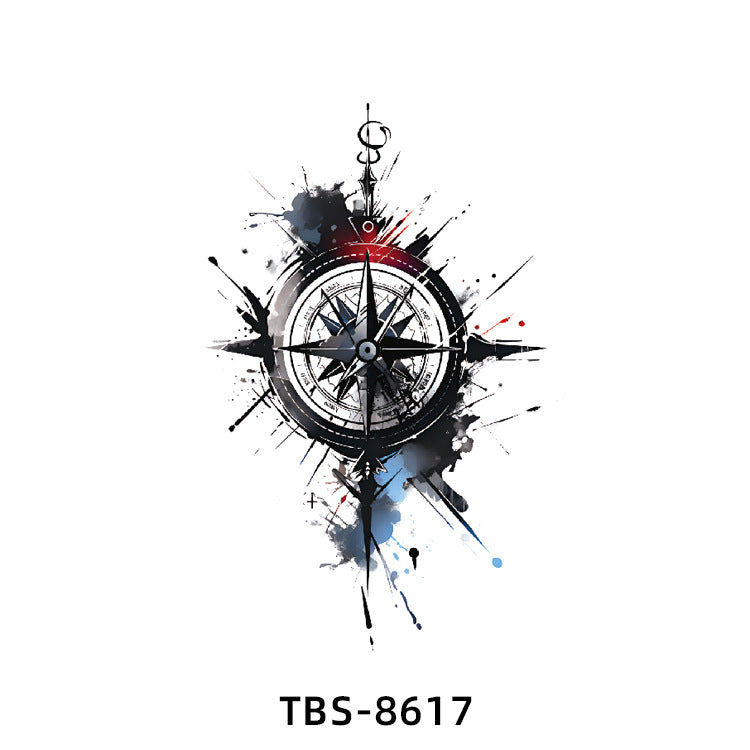 Free shipping Tattoo New Wholesale Small Flower Arm Waterproof Tattoo Sticker Half Sleeve Arm Back Color Animal Skull European and American Tattoo Sticker Paper
