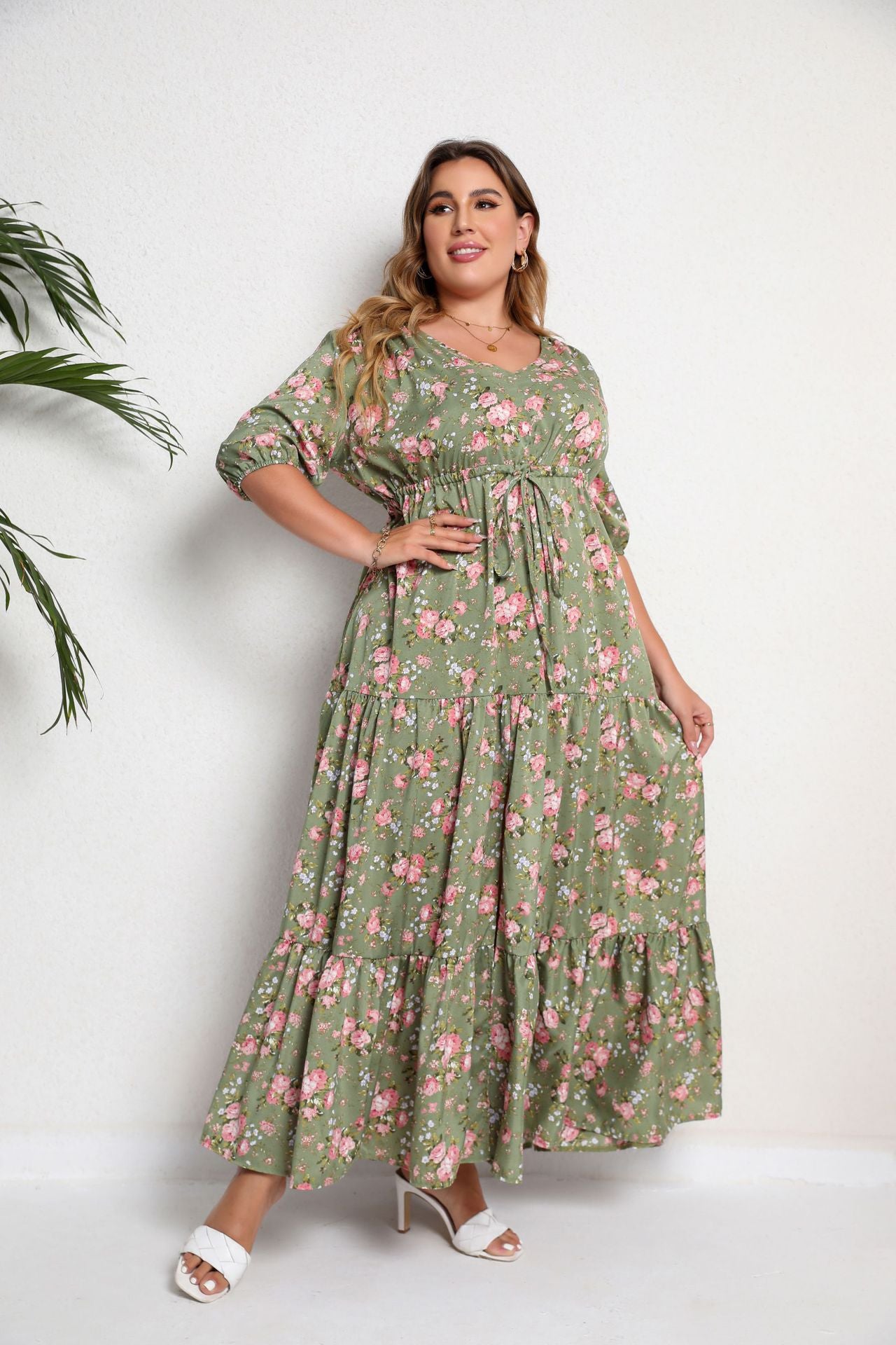 Fashion women's wear 2024 plus Size Women's Clothing Summer New Bohemian Print Loose Dress Sq0217