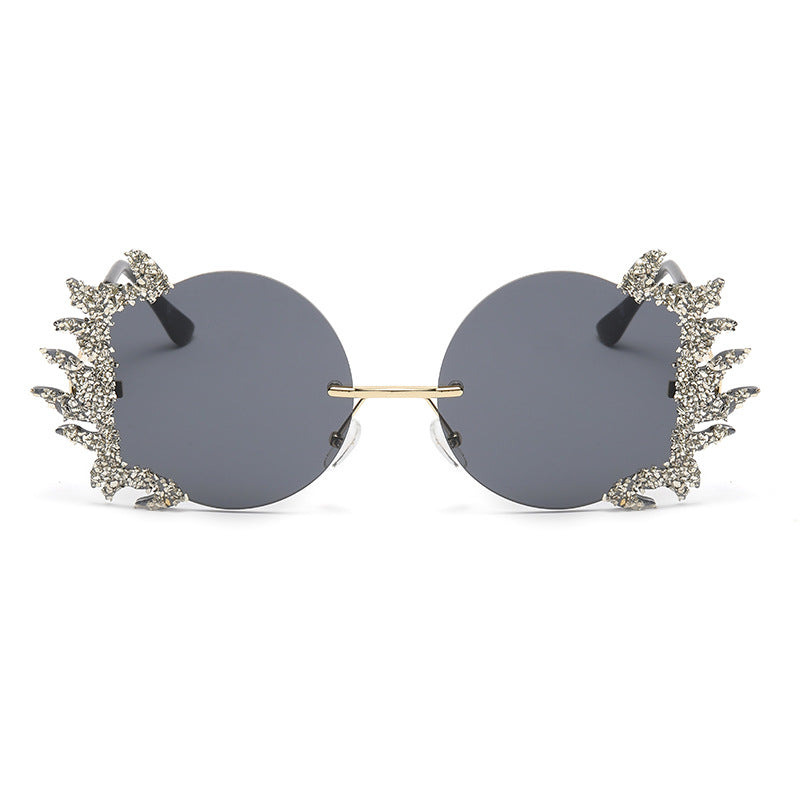 Women's fashion glasses 2023欧美大框架镶钻墨镜跨境潮流水晶钻石太阳眼镜户外防晒显瘦女