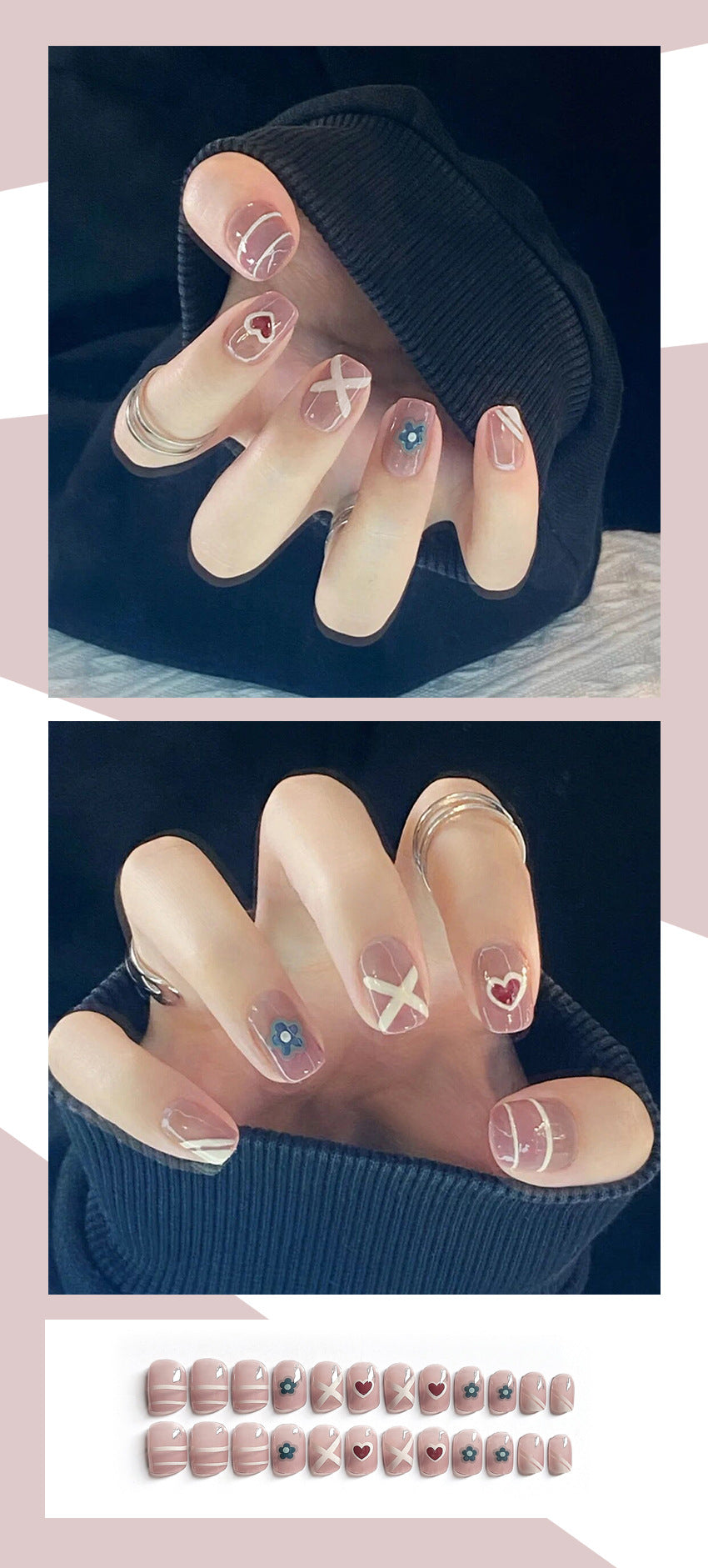 Fashion  nail Wearable Nail Sticker Short Cute Wear Nail Polish Nail Shaped Piece Removable Nail Patch Finished Product Y19