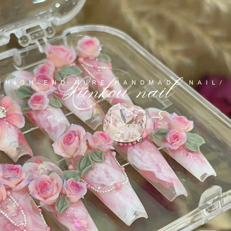 Pure handmade wear nail factory straight green cat eye flash luxury blue smile cat eye gradient bow