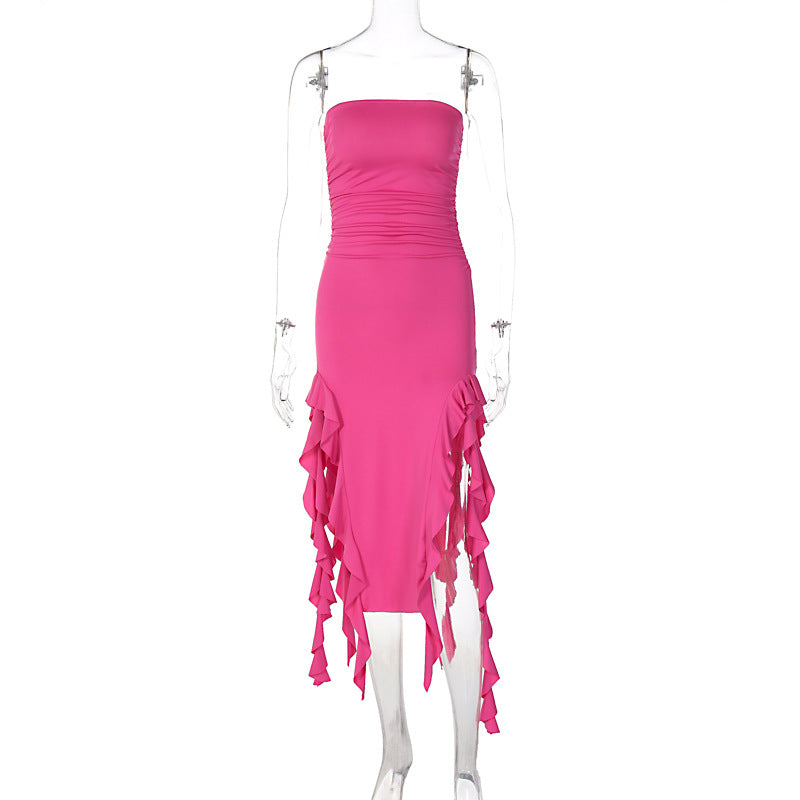 Free shipping   new fashion sexy personality chest wrapping irregular dress foreign trade wholesale tops