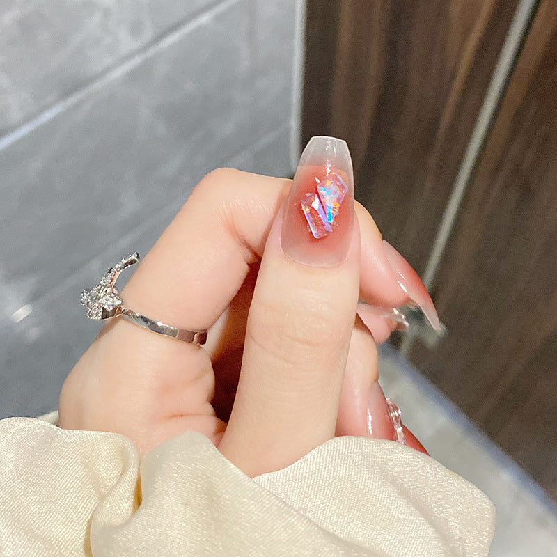 极光钻金箔穿戴甲腮红晕染指甲贴片美甲片假指甲美甲贴片成品甲片