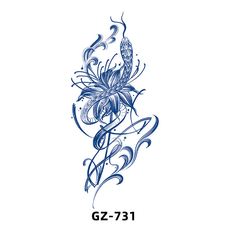 Free shipping Tattoo Cross-Border Herbal Semi-Permanent Tattoo Sticker Men's and Women's Waterproof Sweat-Proof Juice Half Sleeve Real-Proof Tattoo Letter Sticker Tattoo