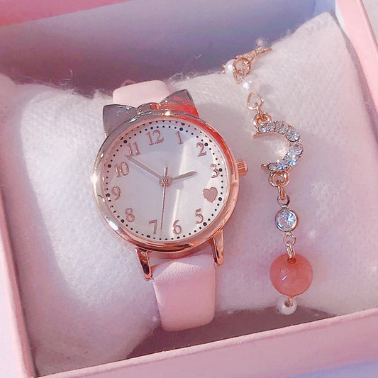 Fashion women's watchNew Ins Women's Watch Lovely Female Student Quartz Watch Xingyue Bracelet Watch Combination Suit Generation