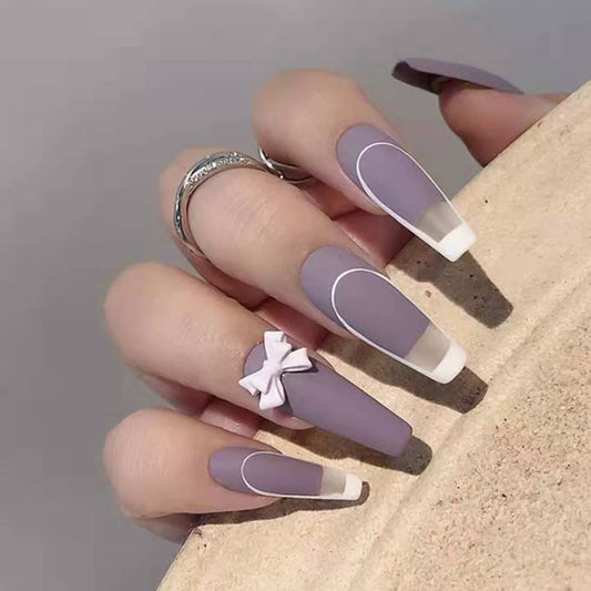 (Hand made nail) European and American long wearable nail patches, fake nail patches, student detachable internet celebrity ballet armor