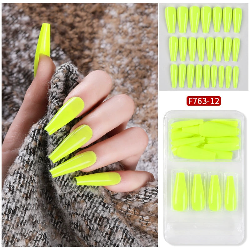 (Hand made nail) Nail patches for wearing ins long ballet nails, European and American nail patches, detachable 24 pieces for wearing finished nail patches