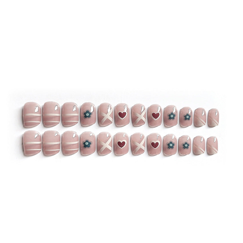Fashion  nail Wearable Nail Sticker Short Cute Wear Nail Polish Nail Shaped Piece Removable Nail Patch Finished Product Y19