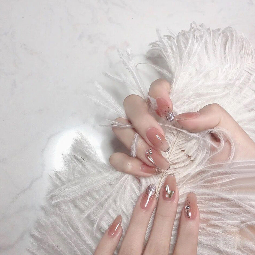 Fashion  nail Wear Armor Nail Stickers Nail Patch Fake Nails Detachable Rhinestone Long Nail Tip Nail Sticker X12