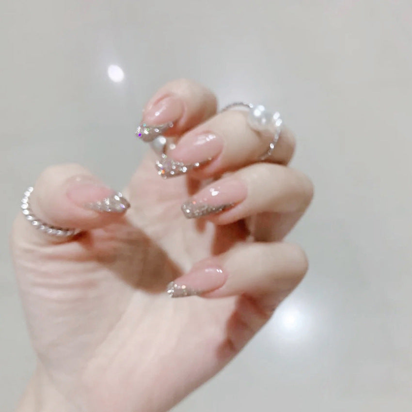 Fashion  nail Internet Celebrity Fake Nail Patch Wear Armor Finished Product Nail Tip Glitter Long Nail Stickers Removable Nail Patch P157
