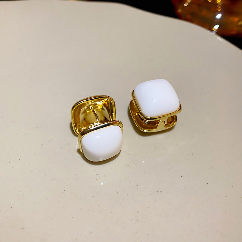 真金电镀方形几何耳扣东大门简约气质耳环复古百搭高级感耳饰