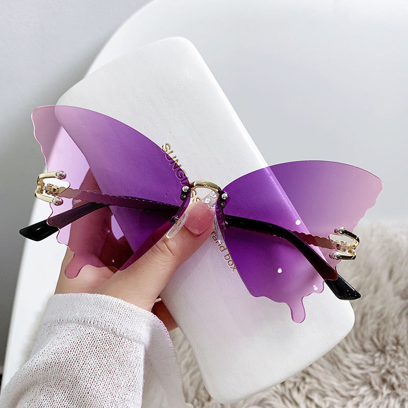 Women's fashion glasses 新款蝴蝶太阳镜女时尚大框渐变色墨镜欧美潮流街拍太阳眼镜跨境