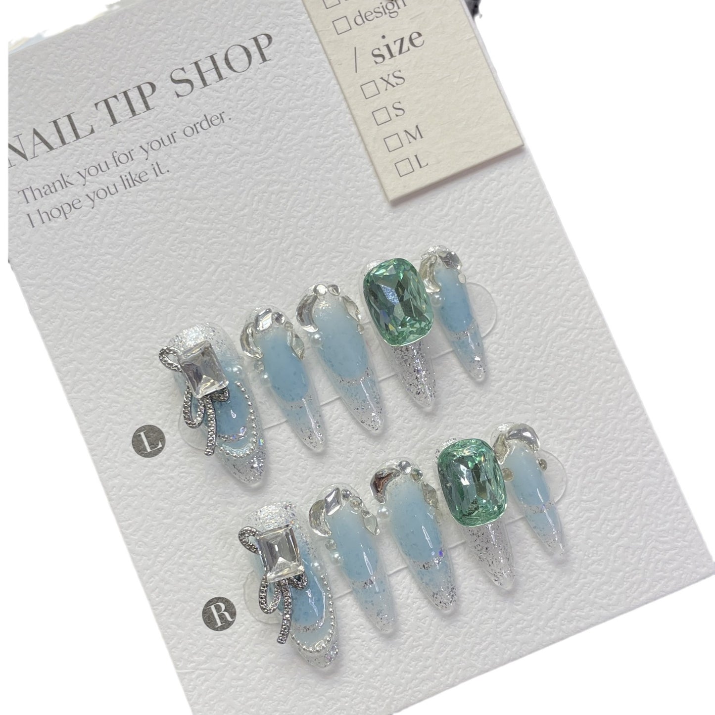 (reusable nail)Cold, luxurious, hollowed out, French, high-grade sense, blue hand-wearing armor, dreaming, online celebrity Xiaohongshu, light and luxurious.