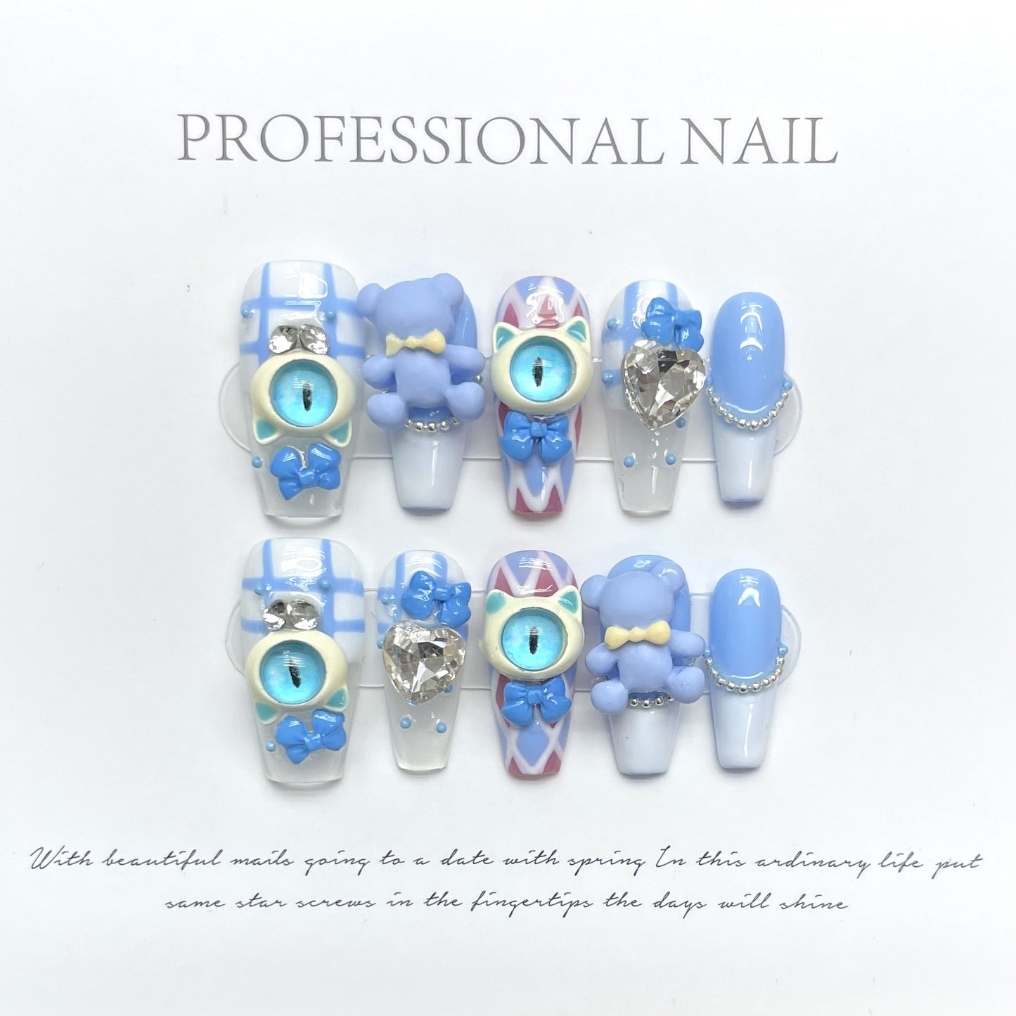 (reusable nail)[Original design] Hand-painted wearing a small group of people is white, salty and sweet, and the demon monster is childlike.