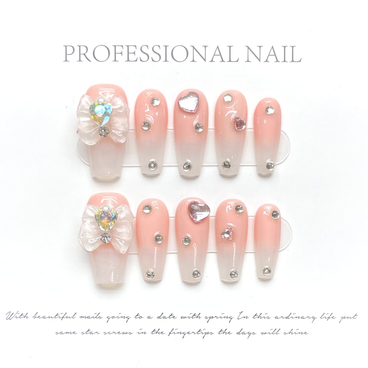 (Hand-made) Maillard Coffee Vintage Flash Diamond Nail Nail Wear (reusable)