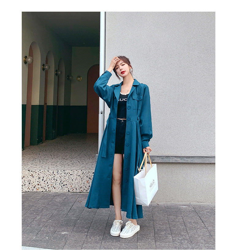 Fashion women's wear Real Shot Large Skirt Windbreaker Dress Women's Mid-Length 2024 Autumn and Winter Clothing New Waist Trimming Fashion Fashion Coat