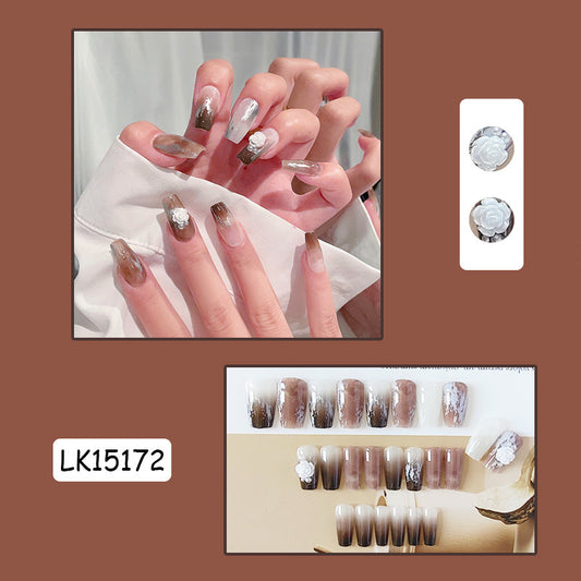 酷酷茶花穿戴甲秋冬色系指甲贴片美甲片钻款假指甲美甲贴片成品甲