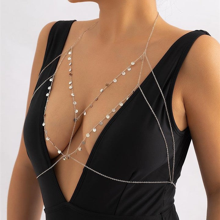 珠宝首饰胸链身体链欧美bodychain性感比基尼bikini立体后背链露背装配饰