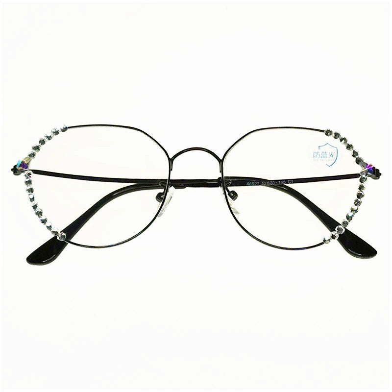 Women's fashion glasses新款水钻防蓝光眼镜女士眼睛素颜神器显瘦护目拍照神奇平光镜