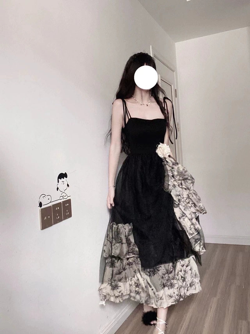 Fashion women's wear Hepburn Style French Artistic Skirt Light Luxury Sweet Salt Elegance Sleeveless Sling Dress 2022 Women's Summer