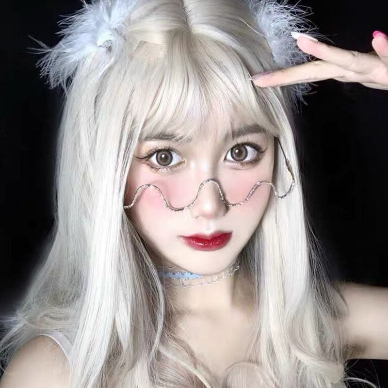 Women's fashion glasses 2024 新款跨境镶钻女士装饰眼镜欧美金属半框街拍S形个性眼镜架
