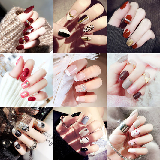 Fashion  nail Tina Wear Fake Nails Manicure Bridal Patch 24 Pieces Fake Nails Waterproof Nail Shaped Piece Collection