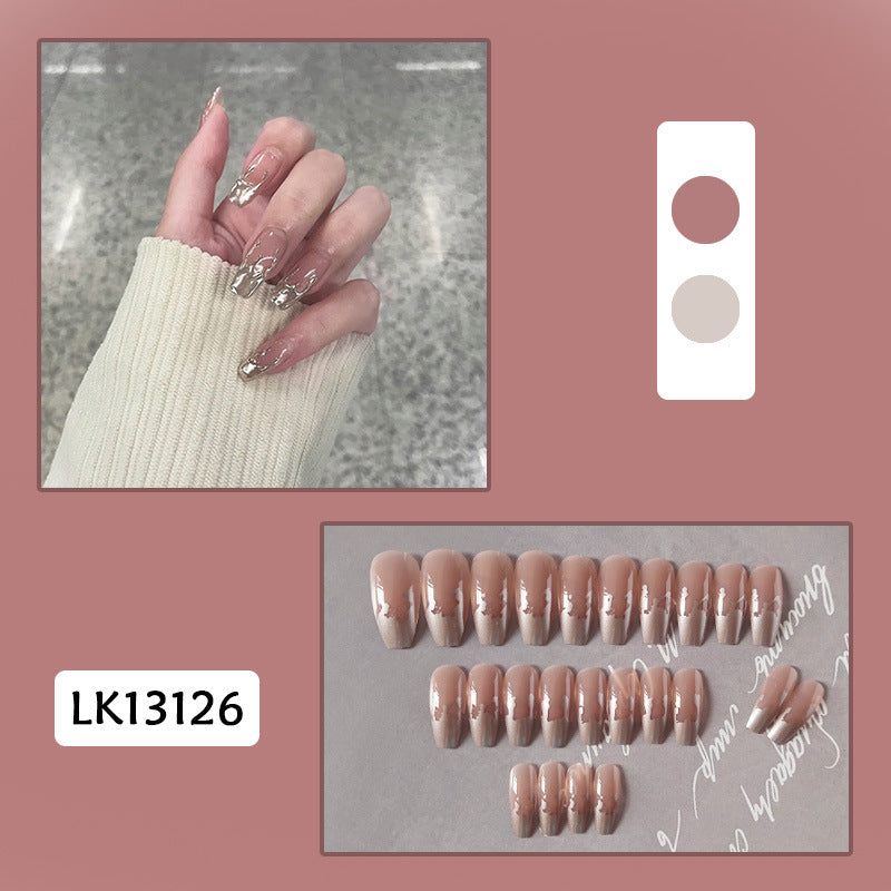 穿戴甲棋盘格美甲贴片甲片芭蕾甲指甲贴片假指甲片穿戴式美甲成品