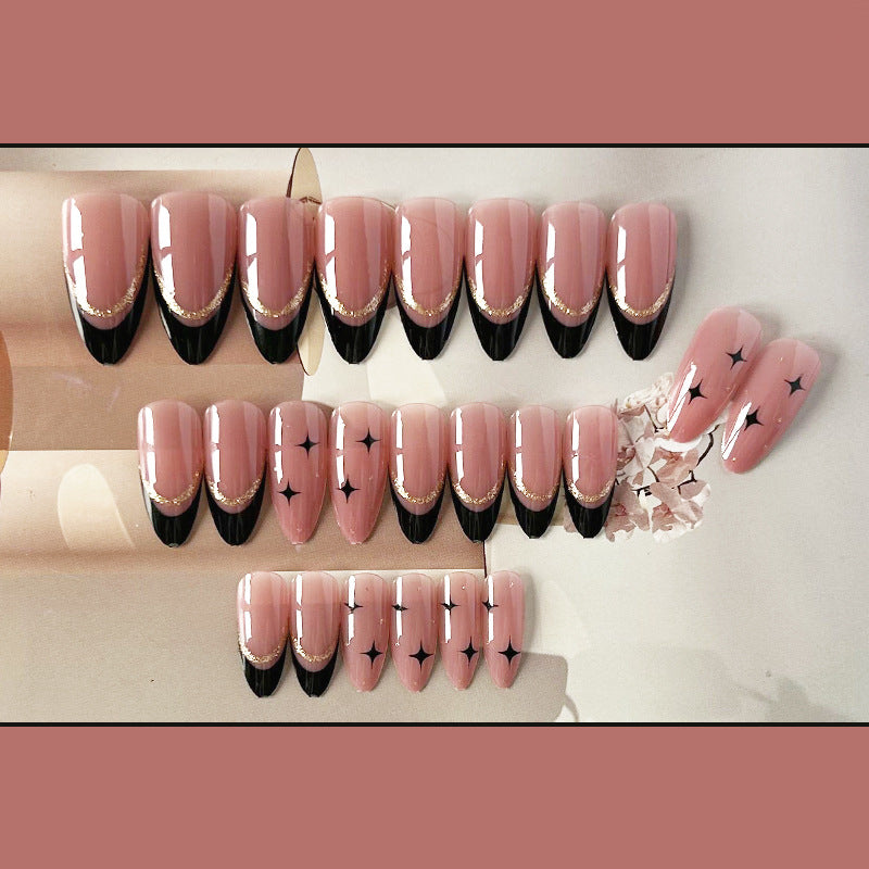 暗星法式穿戴甲尖头nails 跨境美甲片外贸假指甲长尖甲型美甲贴片