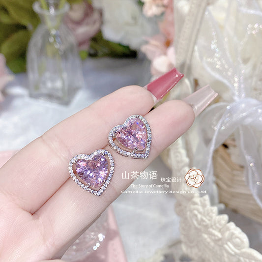 Camellia甜心爱心宝轻奢套装女 富婆的快乐镀金公主粉爱心锆戒指