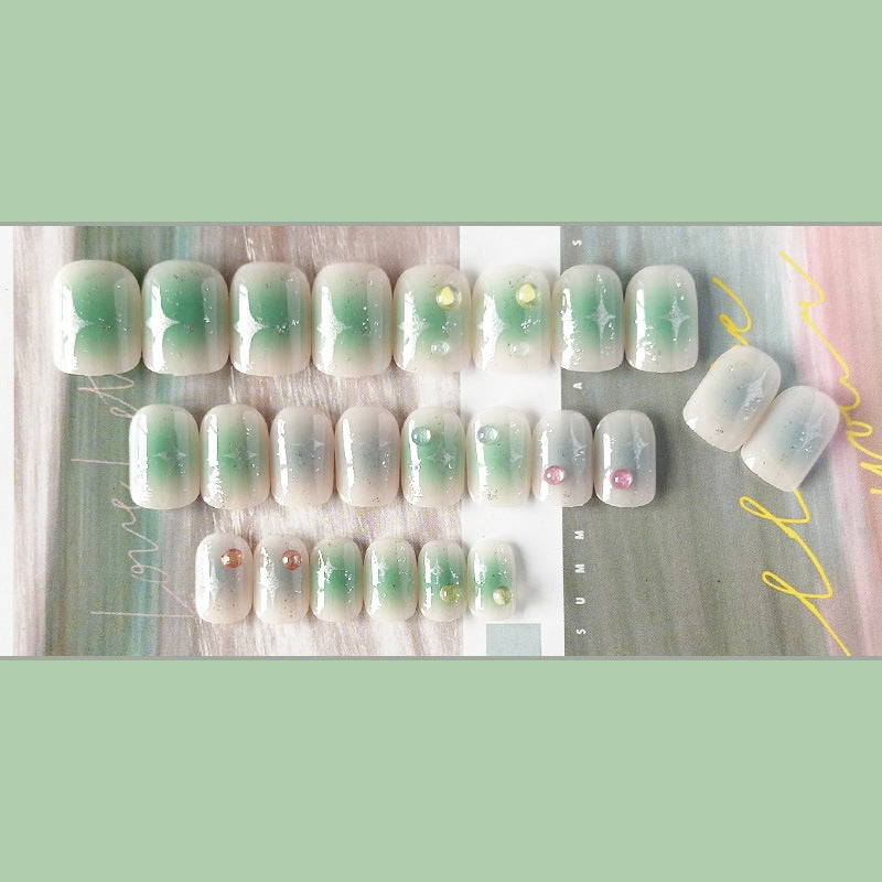 凝胶空气软甲青柠汽水穿戴甲腮绿美甲片新假指甲新美甲贴片成品甲