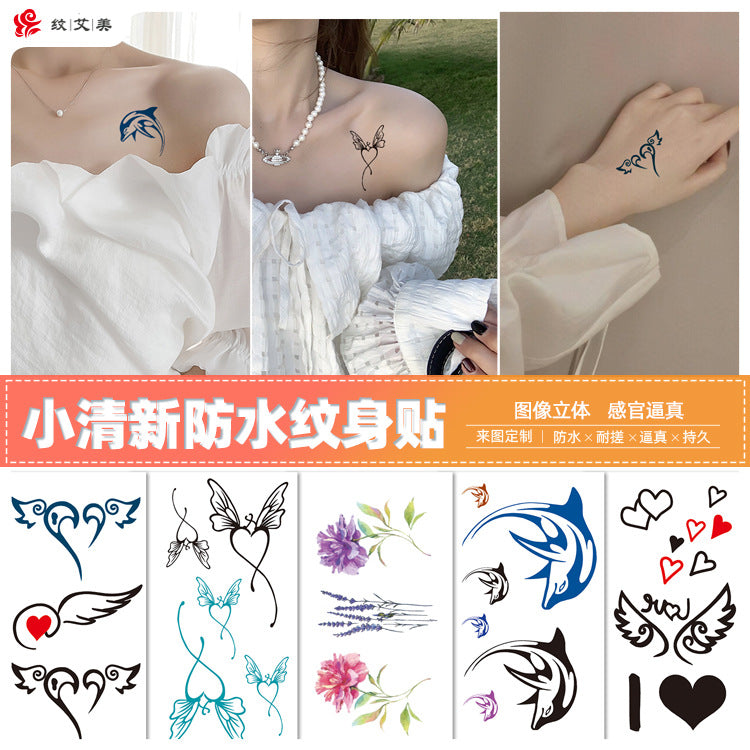 Free shipping Tattoo Tattoo Sticker Paper Waterproof Love Heart Man and Woman Cartoon Personality Couple Long Lasting Flower English Letters Fresh Tattoo Sticker