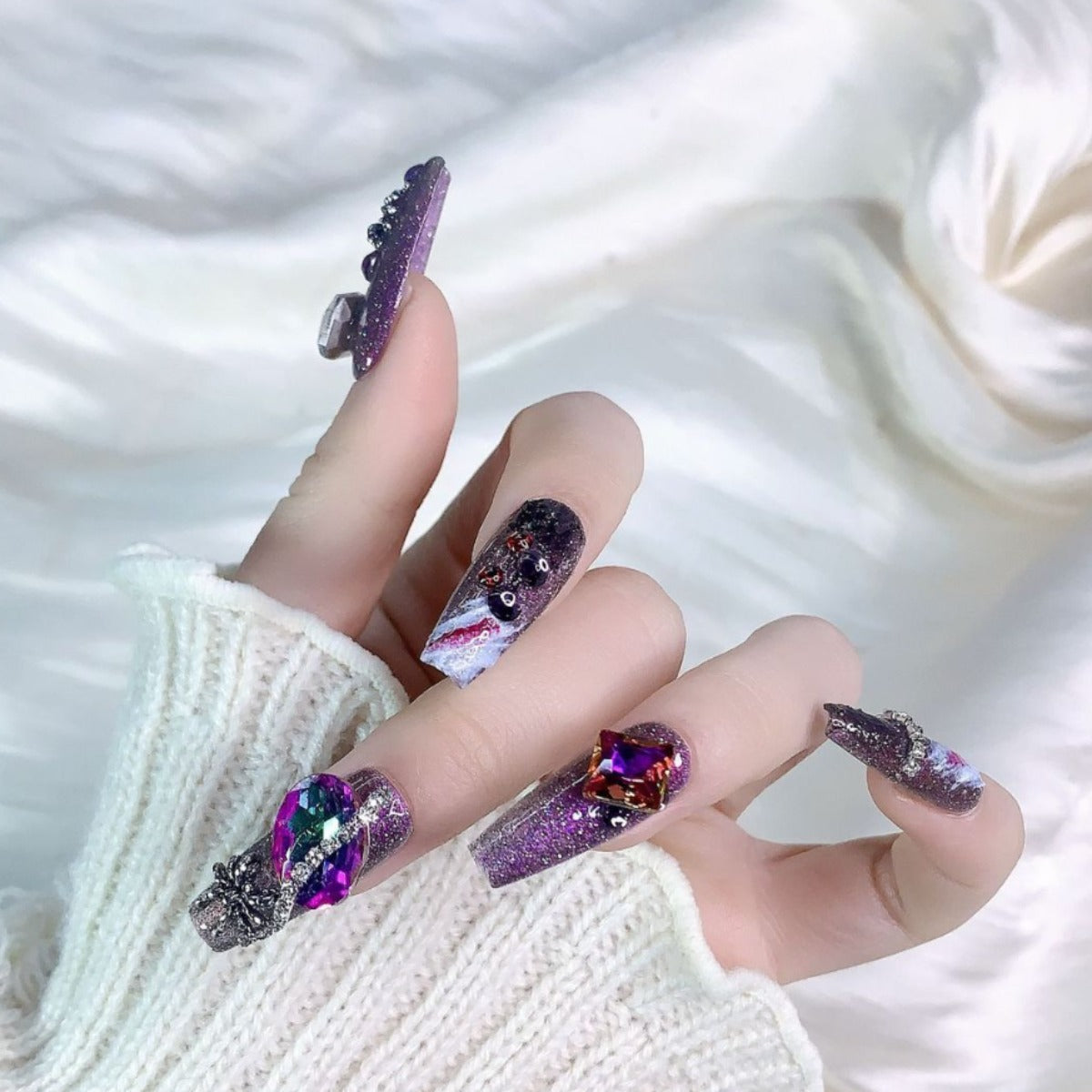 (Hand-Made Nail) [Dark Witch] Heavy Industry Halloween Spider Handmade Wear Nail Beauty Nail Piece Super Long Ladder Handmade Advanced
