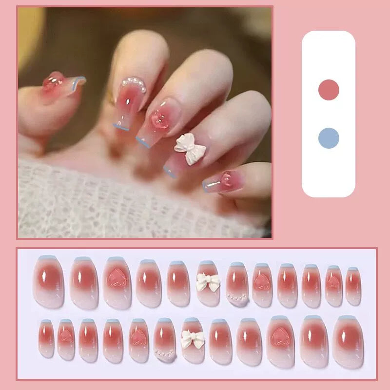 (Hand-made nail) French nail armor long black small fragrance simple white high-grade sense nail piece bride pregnant woman finished product.