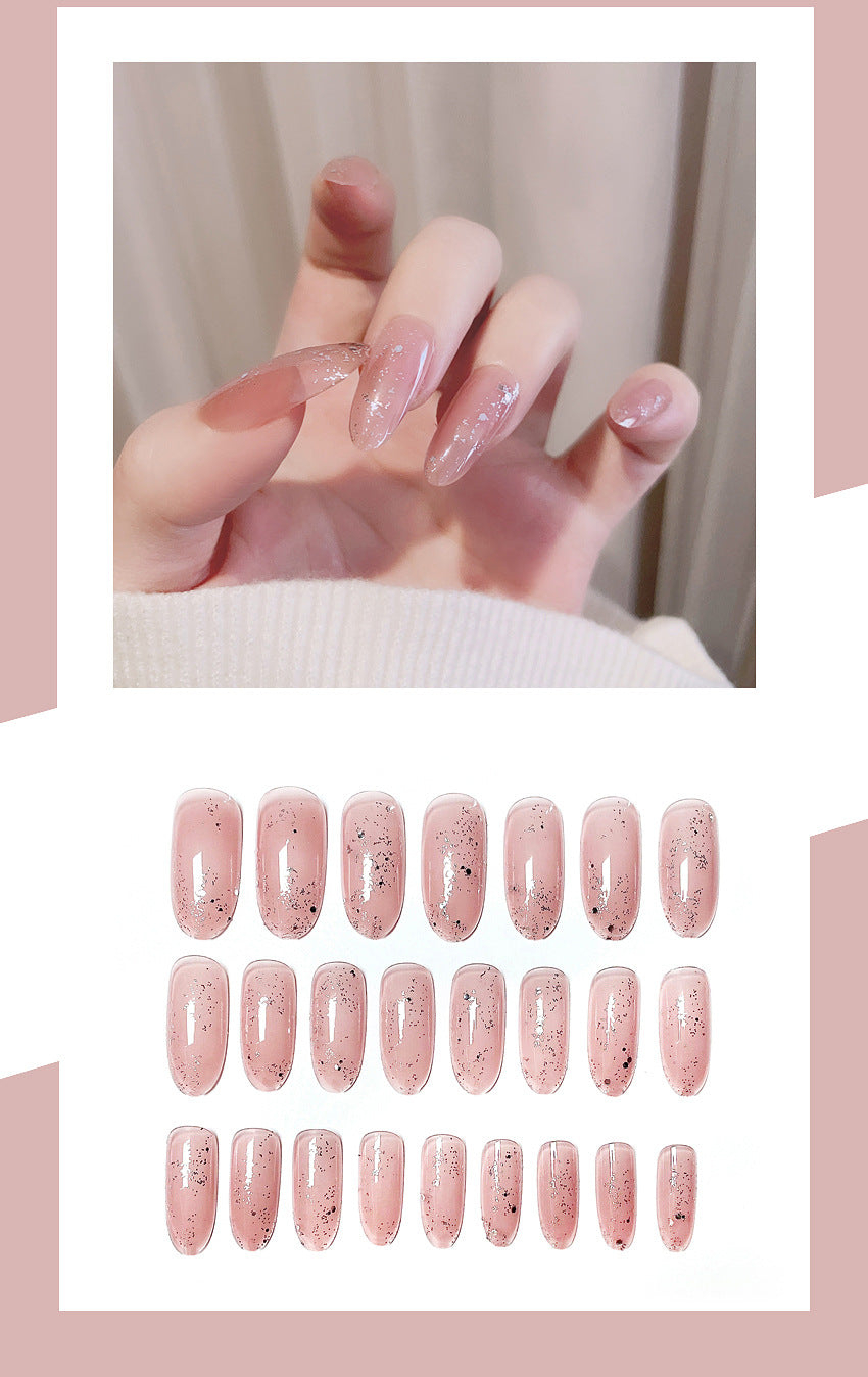 Fashion  nail Tina Manicure Long European and American Wear Nail Shimmering Powder Popular Fake Nail Tip Finished Product Nail Tip Nail Sequins S107