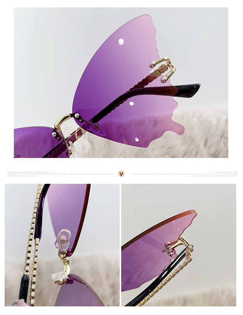 Women's fashion glasses 2023新款蝴蝶太阳镜女时尚框渐变色墨镜欧美潮流街拍太阳眼镜跨境