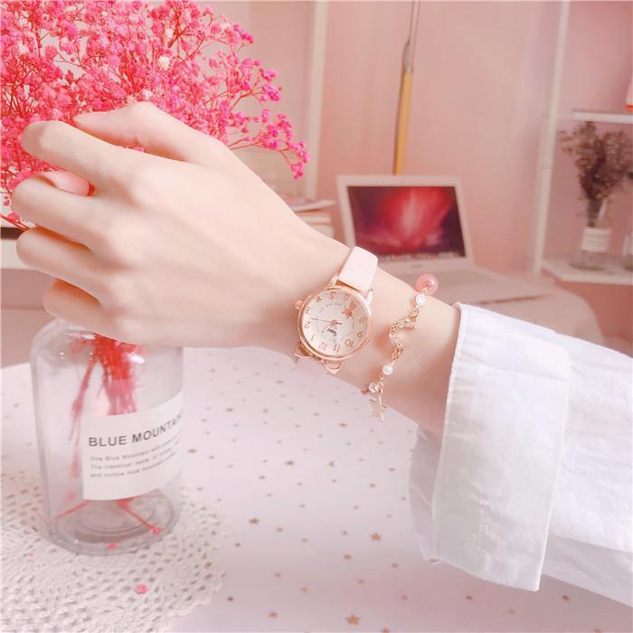 Fashion women's watchChildren's Watch Waterproof Drop-Resistant Girls Primary and Secondary School Students Korean Cute Girl Pointer Cartoon Quartz Watch