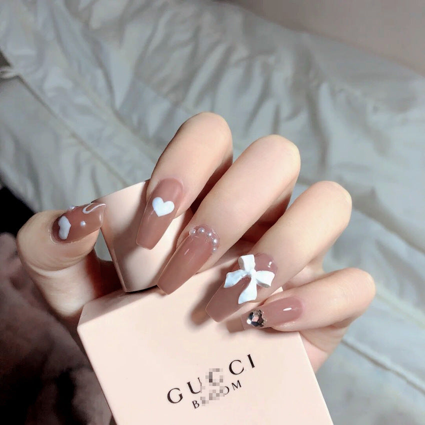 Fashion  nail Wear a Nail Stickers Nail Patch Fake Nails Detachable Bow Nail Tip Nail Sticker X15