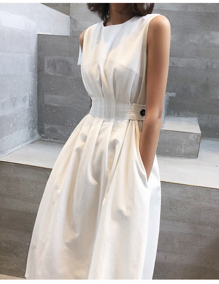 Fashion women's wear  Women's Clothing Sleeveless Dress Graceful Shift Dress Waist Mid-Length Slimming Slip Dress