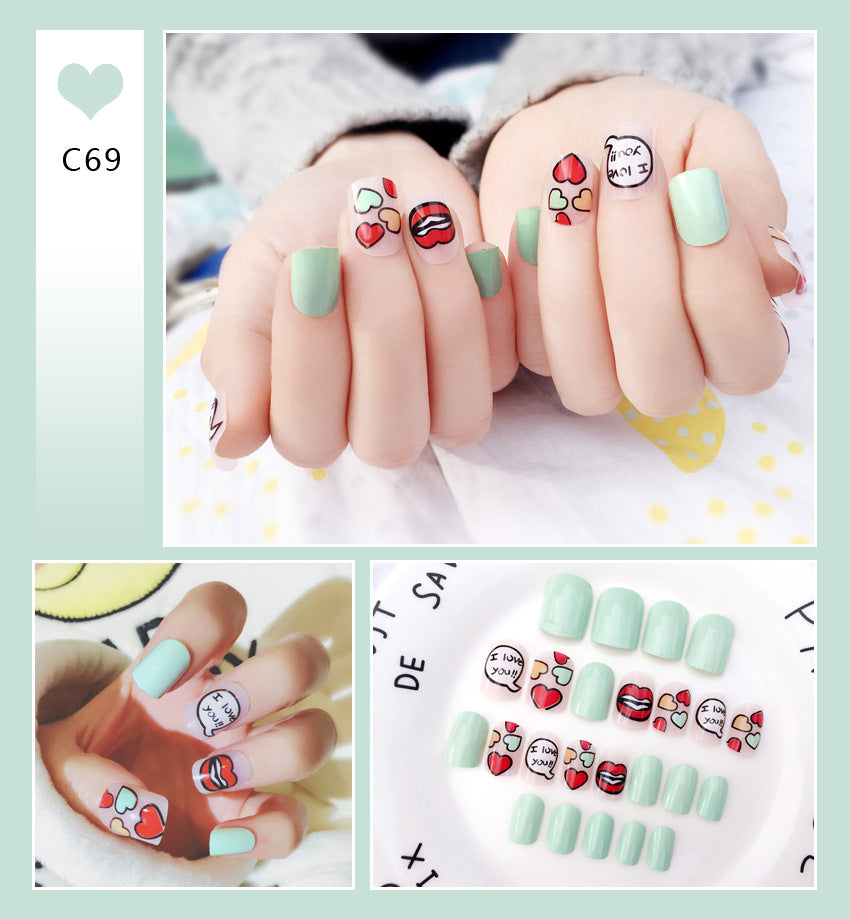 Fashion  nail Wear Finished Nail Beauty Popular Short Fake Nail Patch 24 Pieces Boxed Finished Patch in Stock Collection