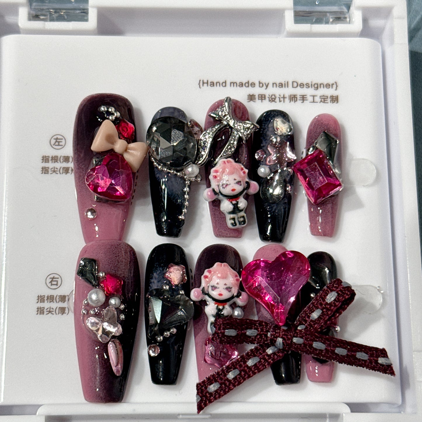 Handmade Wear Hot Girl Cute Big Bow Sister Detachable Nail Patch
